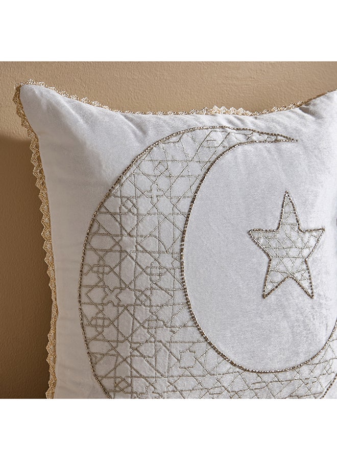 Home Box وسادة القمر والنجمة - ذهب أبيض - 45x45 سم - Image 2